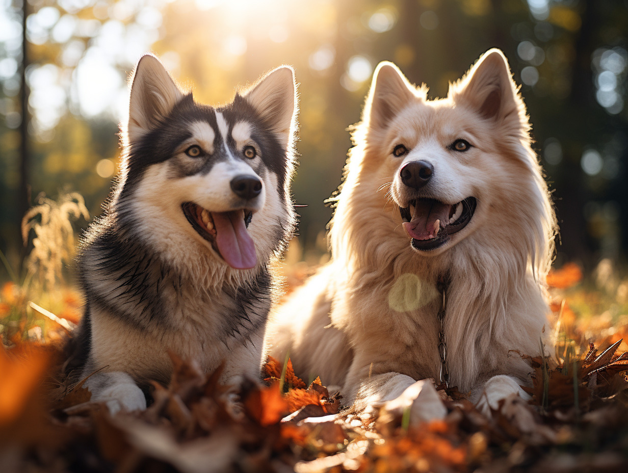 husky sibérien : husky siberian berger allemand : german shepherd