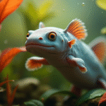 Axolotl nageant parmi des plantes aquatiques vives