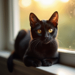 Chat Bengal noir sur une fenêtre en lumière naturelle