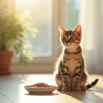 Chaton sain assis près d'une gamelle naturelle