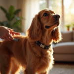 Cocker spaniel brossé dans un salon en lumière naturelle