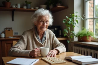 Femme âgée concentrée jouant au Scrabble avec des mots animaux N
