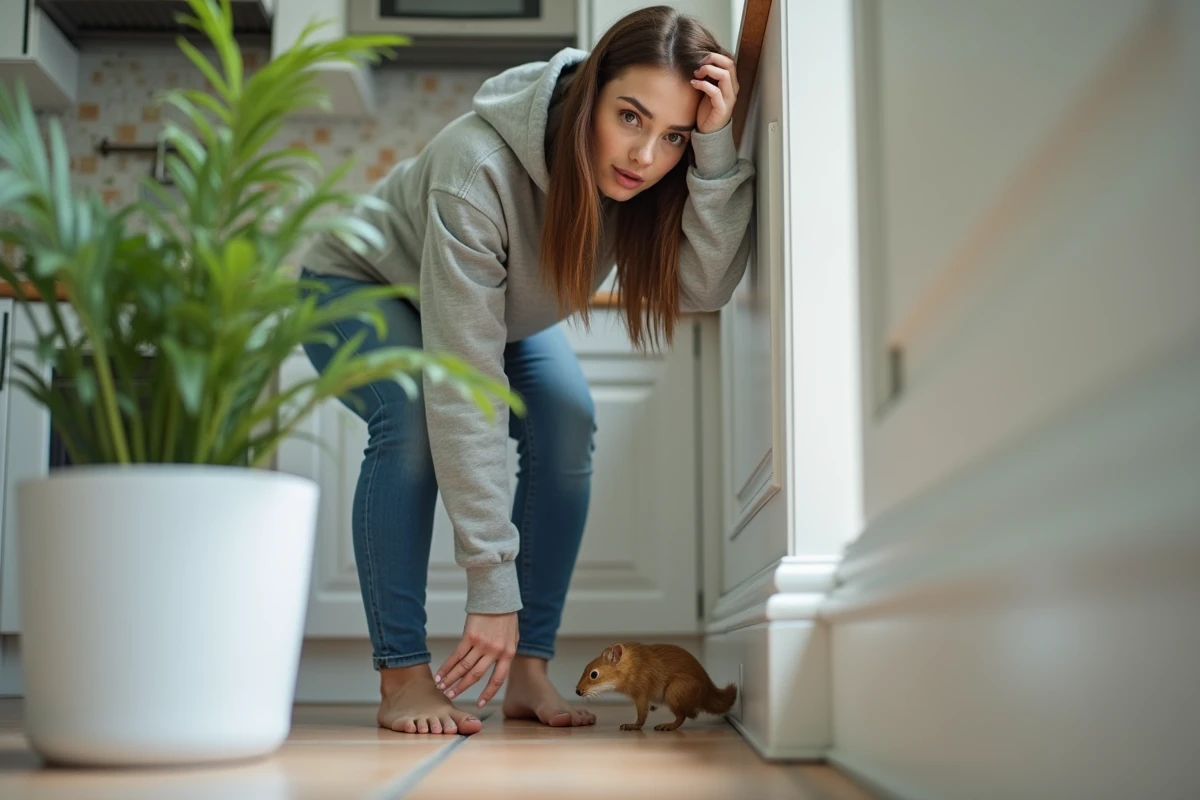 Jeune femme découvre des déjections dans sa cuisine