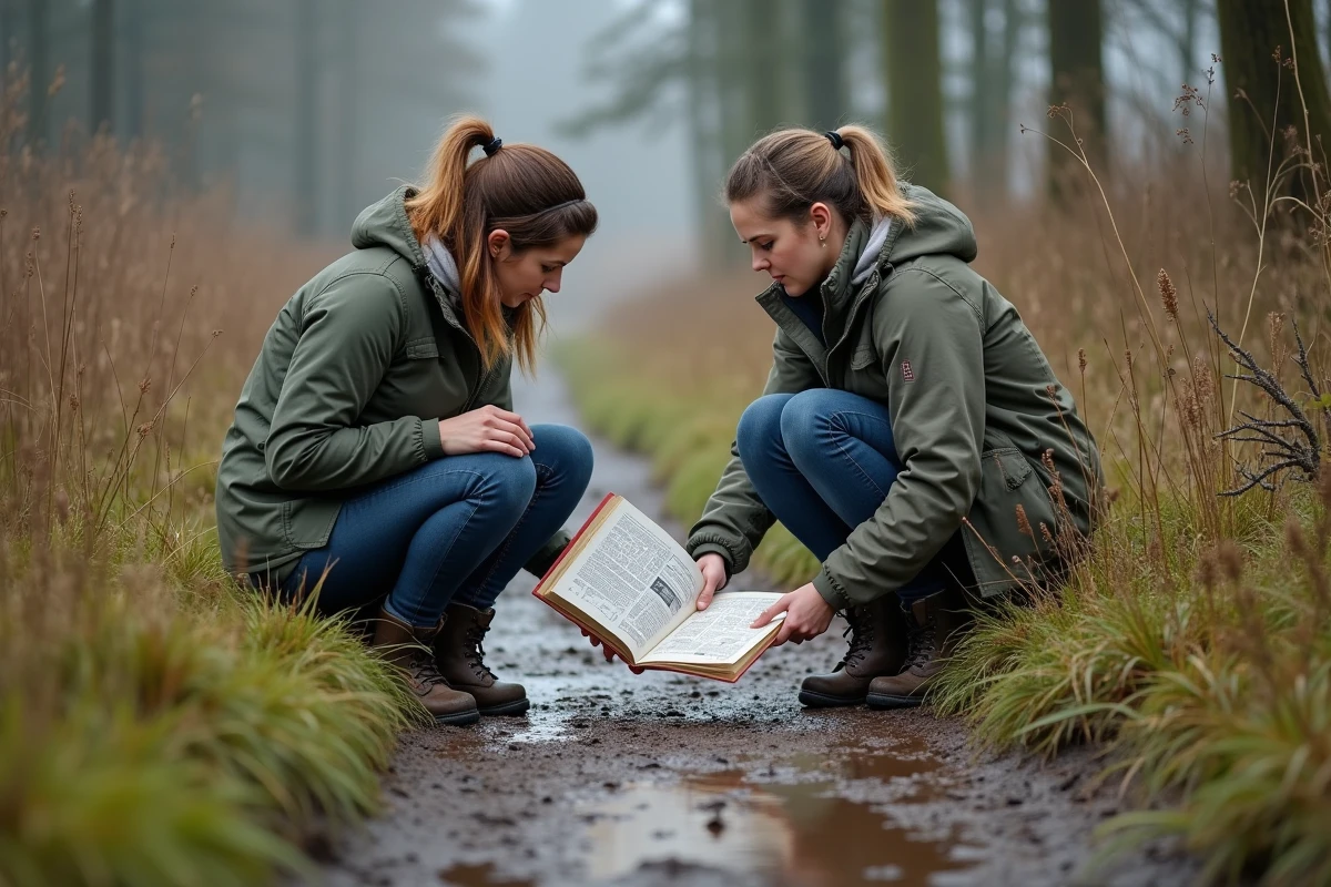 Deux femmes comparant des traces et excréments d