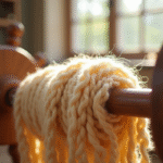 Zoom sur la laine de chenille naturelle en filature