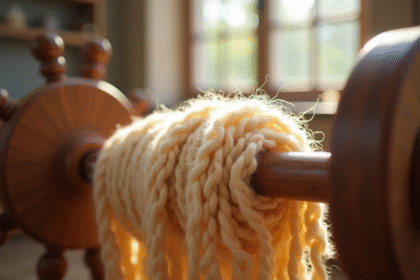 Zoom sur la laine de chenille naturelle en filature