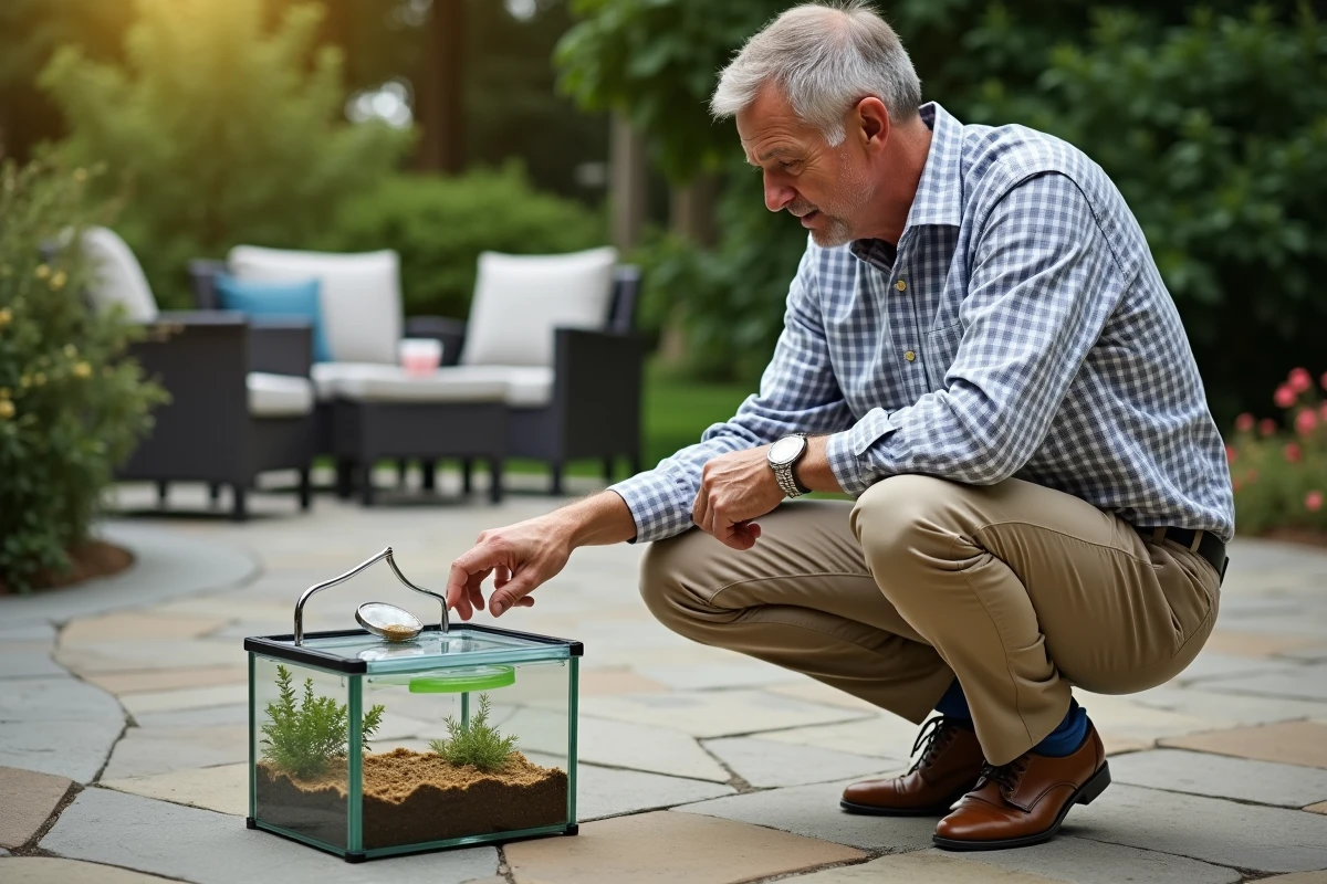 Homme examine un kit d