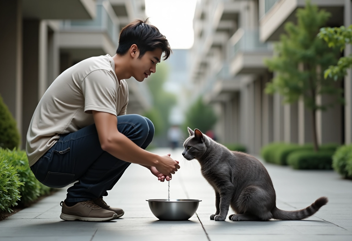 Jeune homme donnant de l