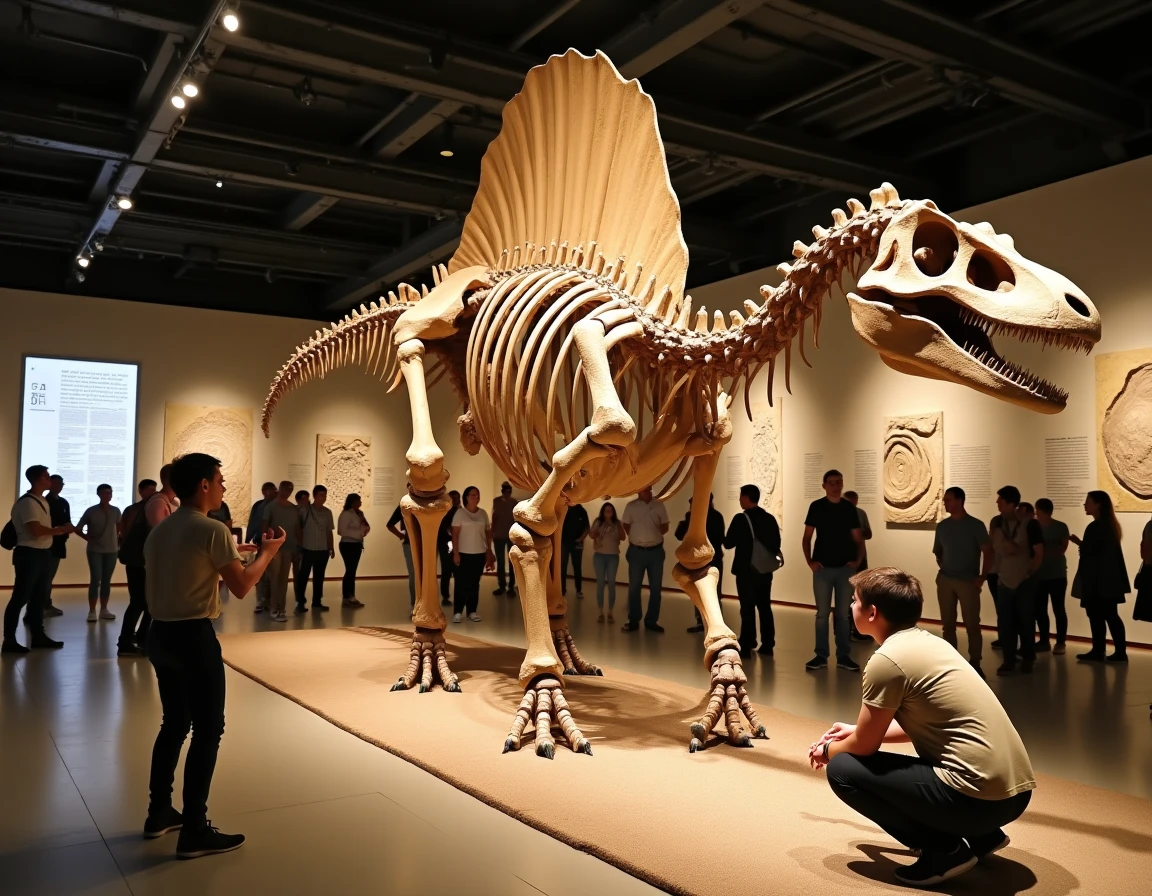 Squelette de Spinosaure dans un musée montrant ses membres postérieurs courts, remettant en question sa représentation comme bipède terrestre géant dans les livres pour enfants